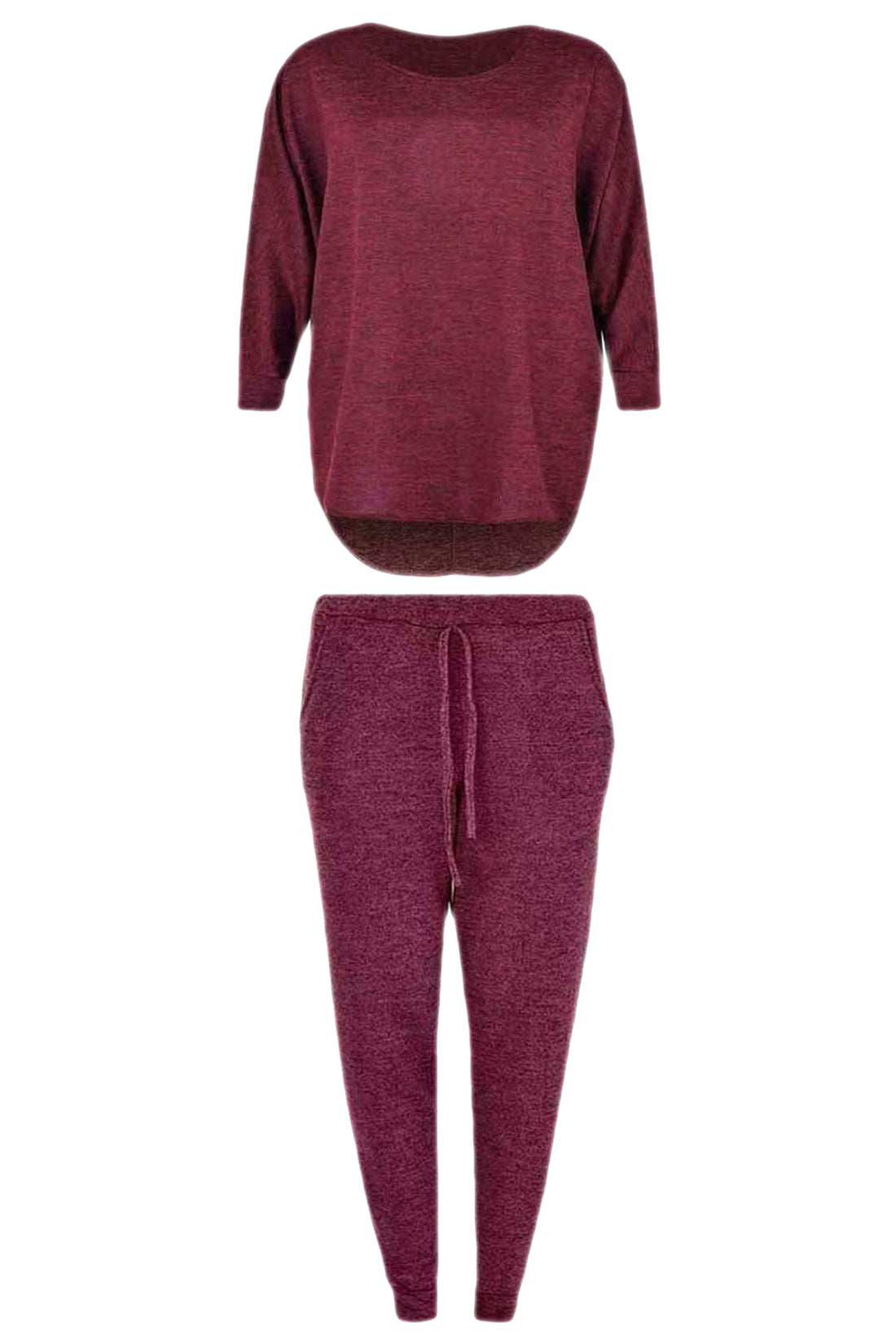 Girls High Low Loungewear Tracksuit - Wine