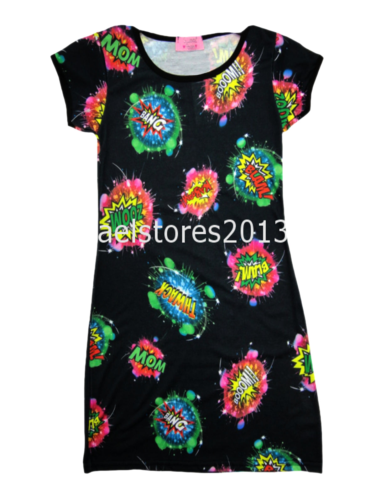 Girls Comic Bodycon Neon Midi Dress