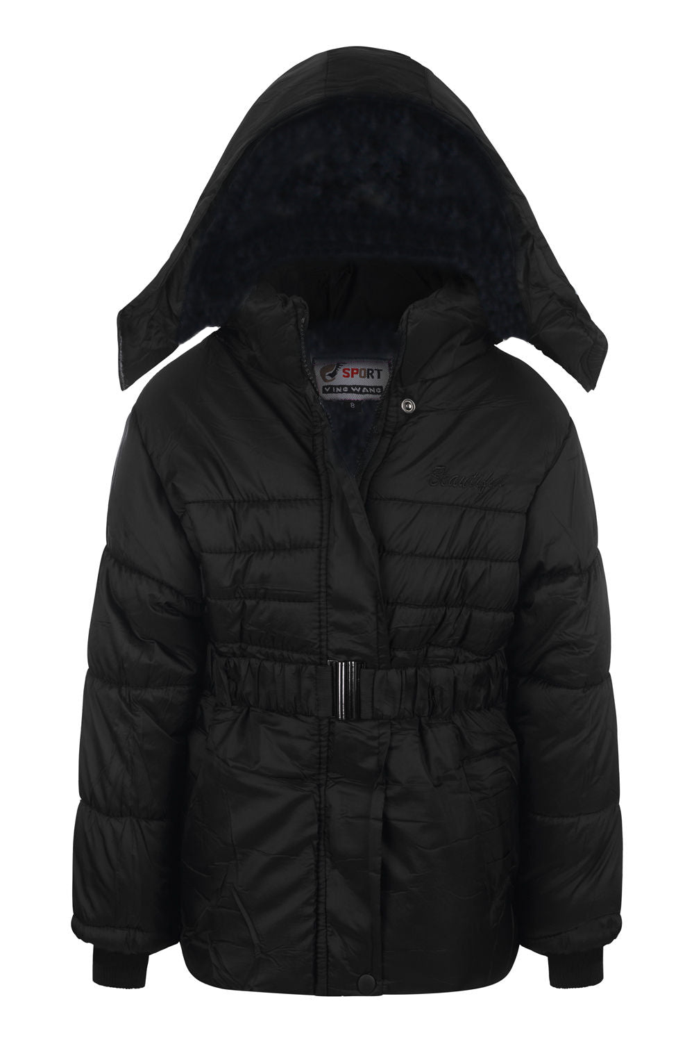 Girls Quilted School Jacket - Black