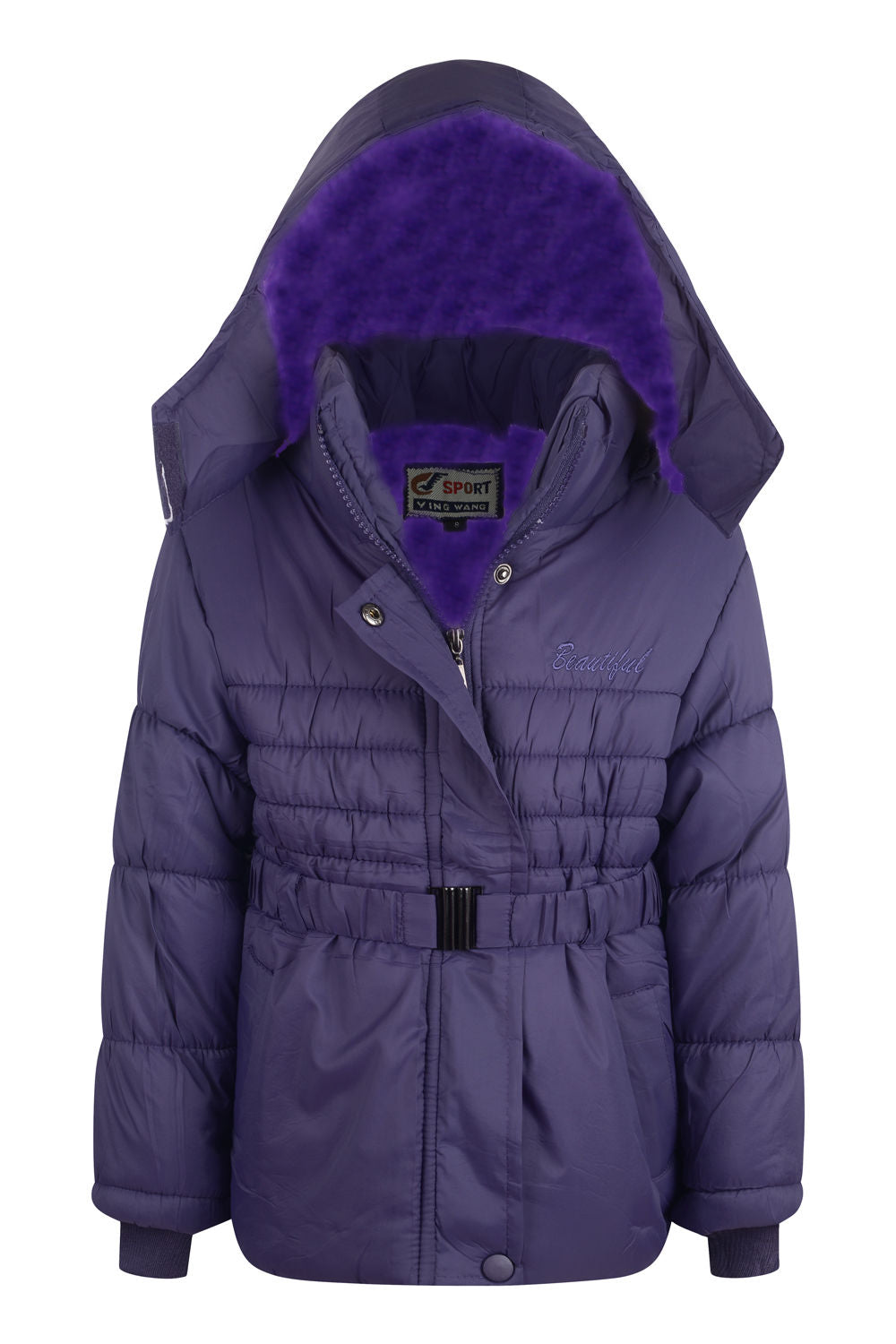 Girls Quilted School Jacket - Purple