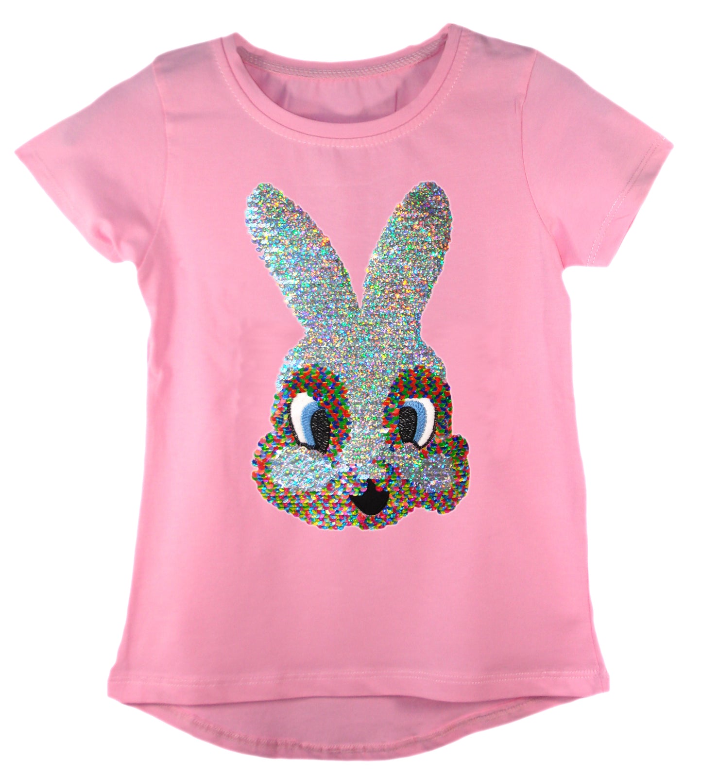 Girls Shiny Sequin Face T-Shirt