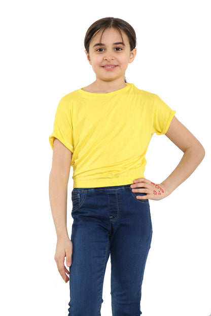 Girls Batwing Neon Crop Top T-Shirt