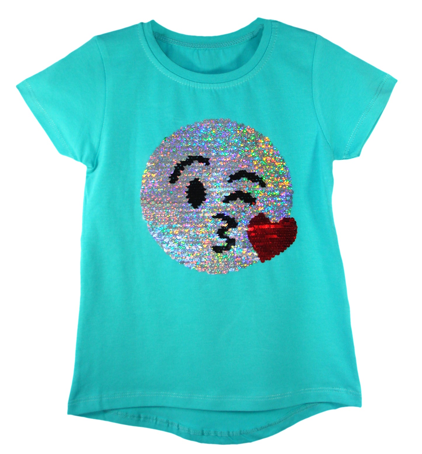 Girls Shiny Sequin Face T-Shirt