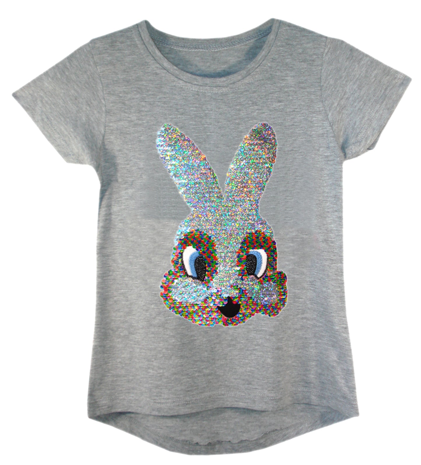 Girls Shiny Sequin Face T-Shirt