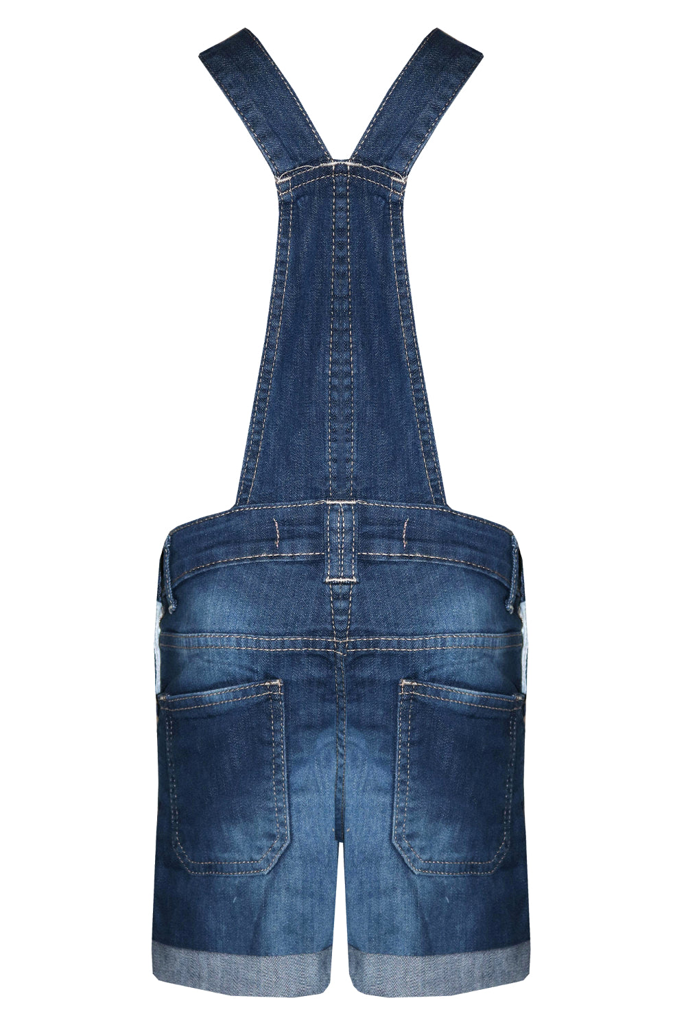 Girls Denim Dungarees - Dark Blue