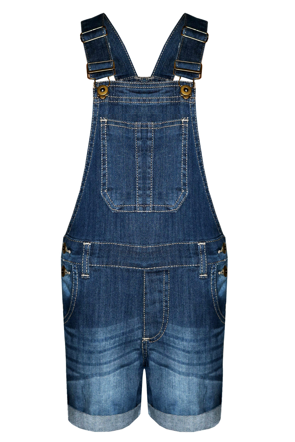 Girls Denim Dungarees - Dark Blue