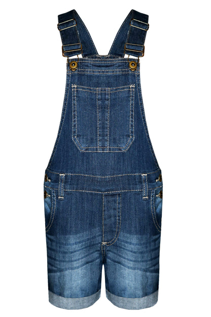 Girls Denim Dungarees - Dark Blue