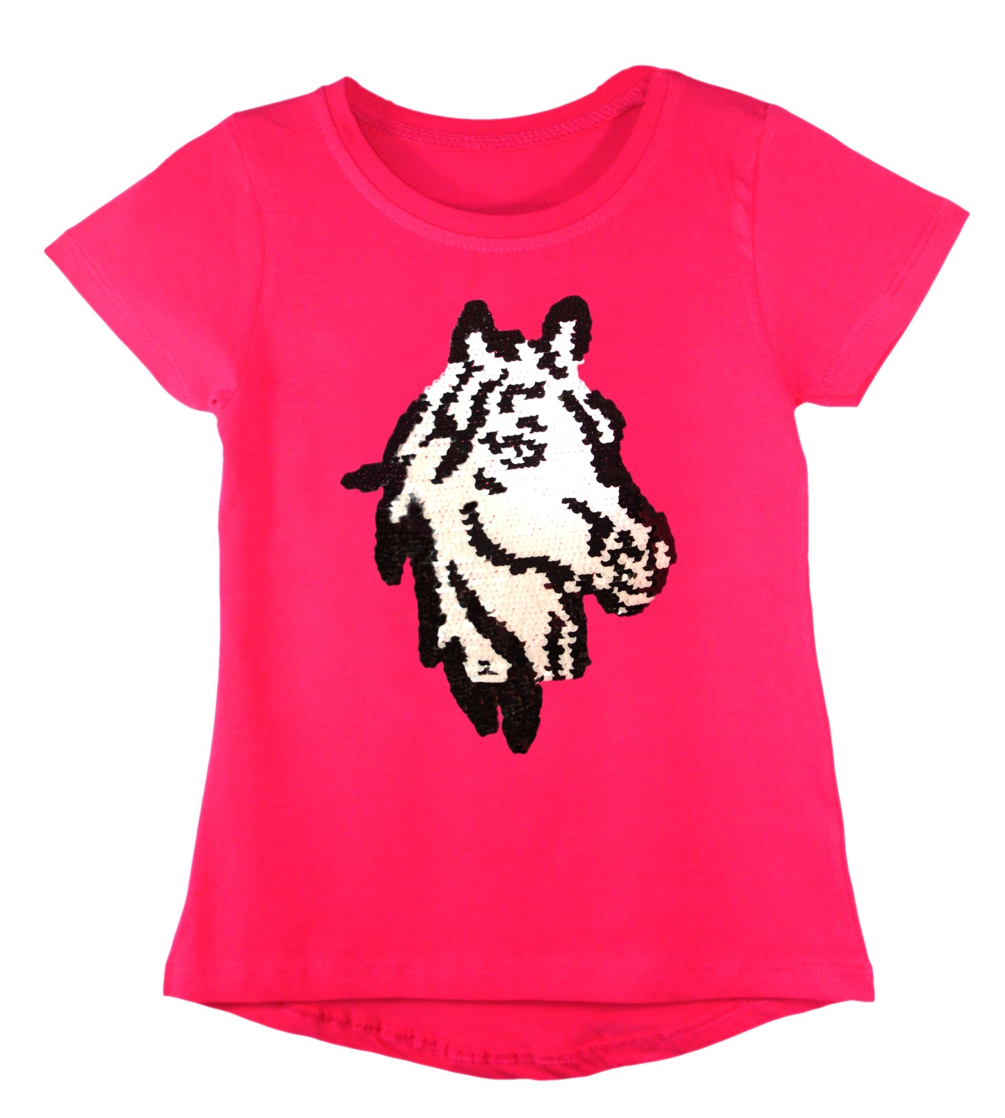 Girls Shiny Sequin Face T-Shirt