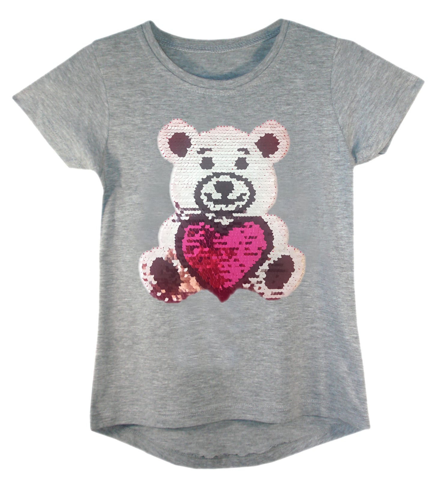 Girls Shiny Sequin Face T-Shirt