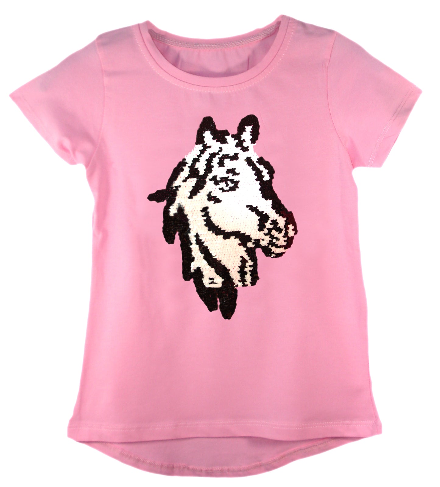 Girls Shiny Sequin Face T-Shirt