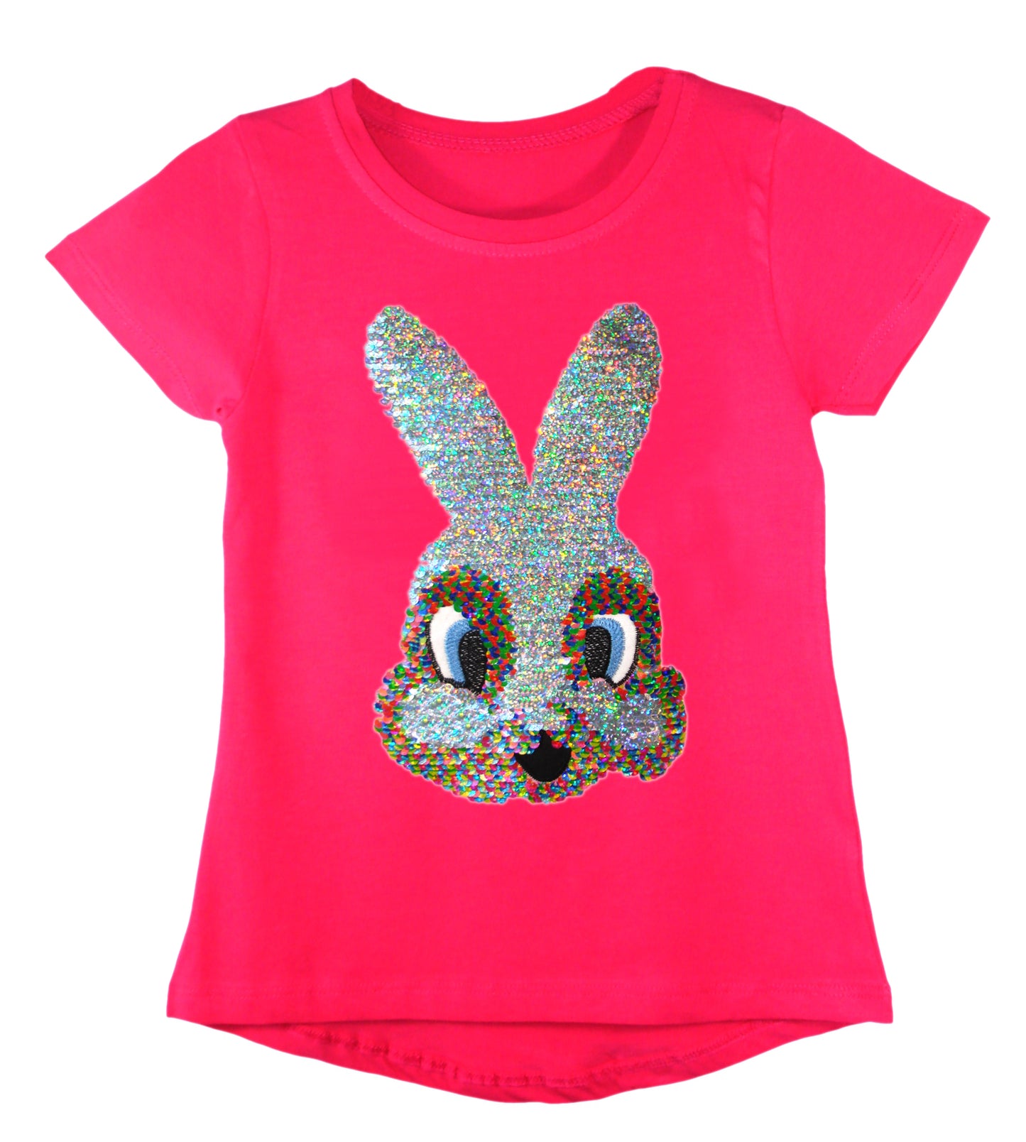 Girls Shiny Sequin Face T-Shirt