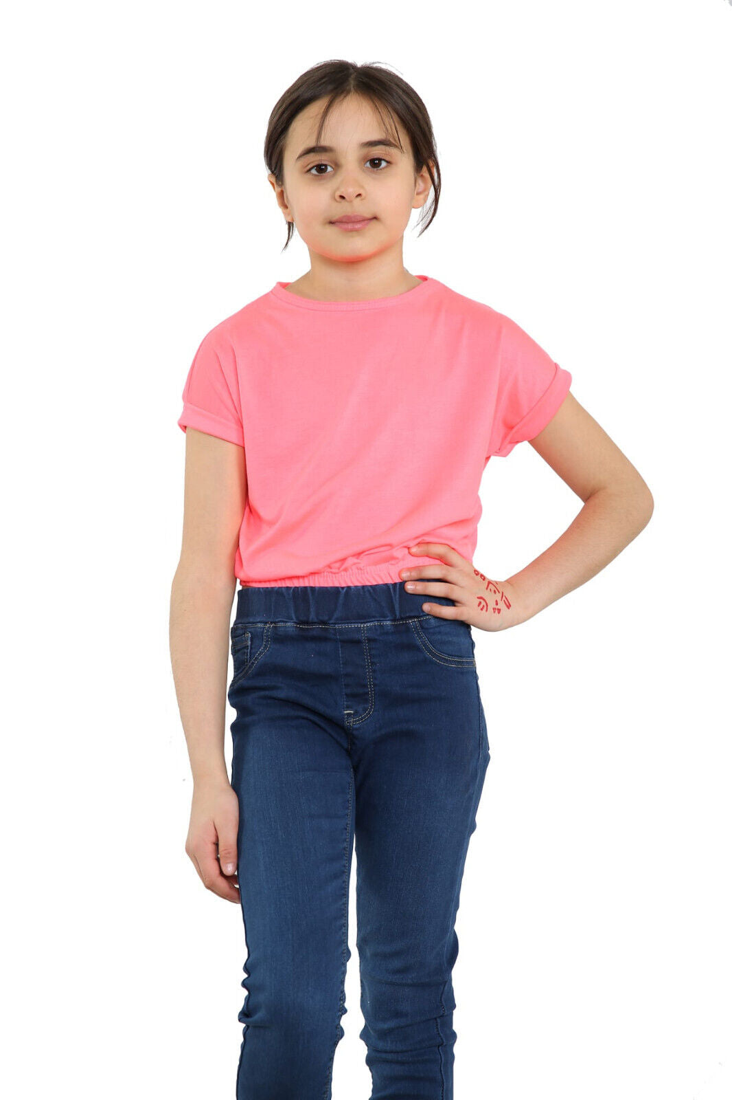 Girls Batwing Neon Crop Top T-Shirt