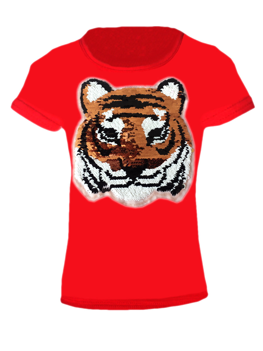 Girls Animal Sequin Brush Changing T-Shirts