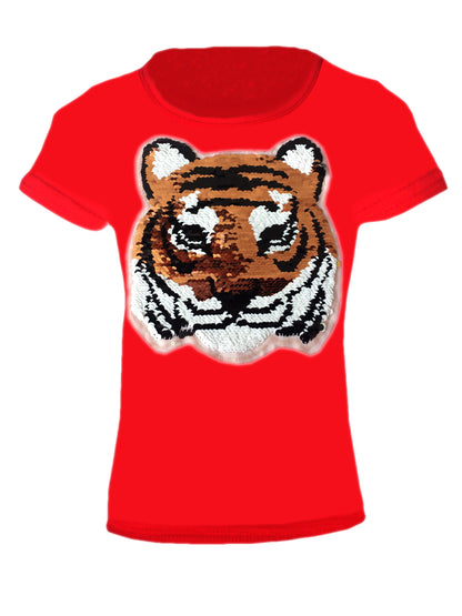 Girls Animal Sequin Brush Changing T-Shirts