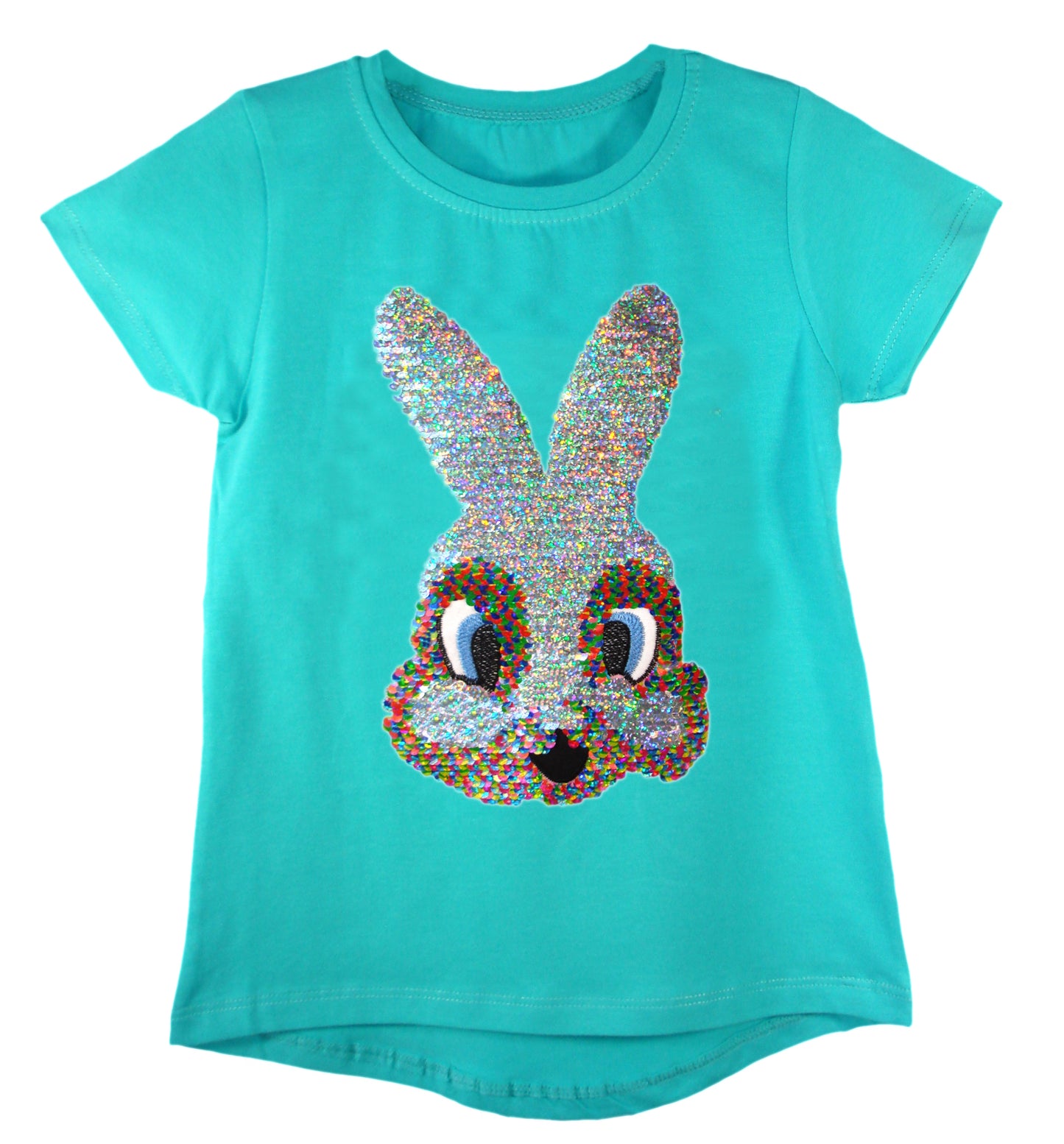 Girls Shiny Sequin Face T-Shirt