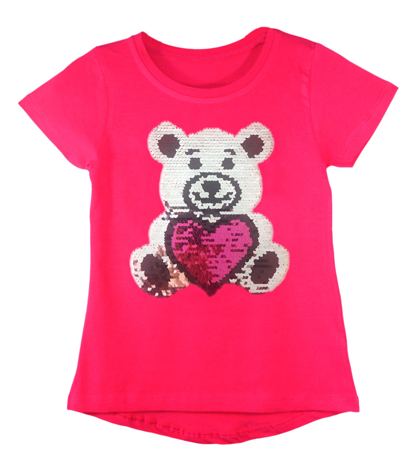 Girls Shiny Sequin Face T-Shirt