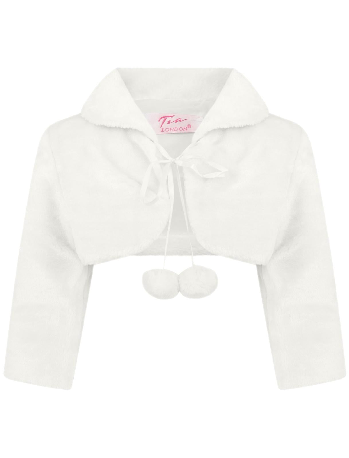 Girls Fur Pom Pom Bolero