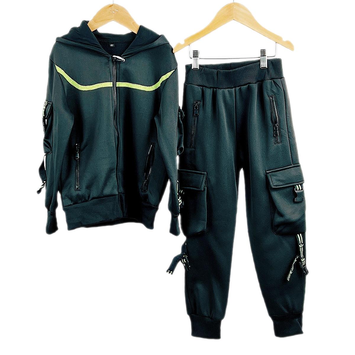 Boys Tracksuits Hooded Padded Stripes Outfits Streetwear