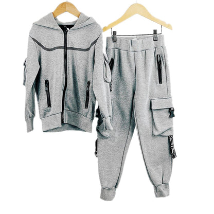 Boys Tracksuits Hooded Padded Stripes Outfits Streetwear