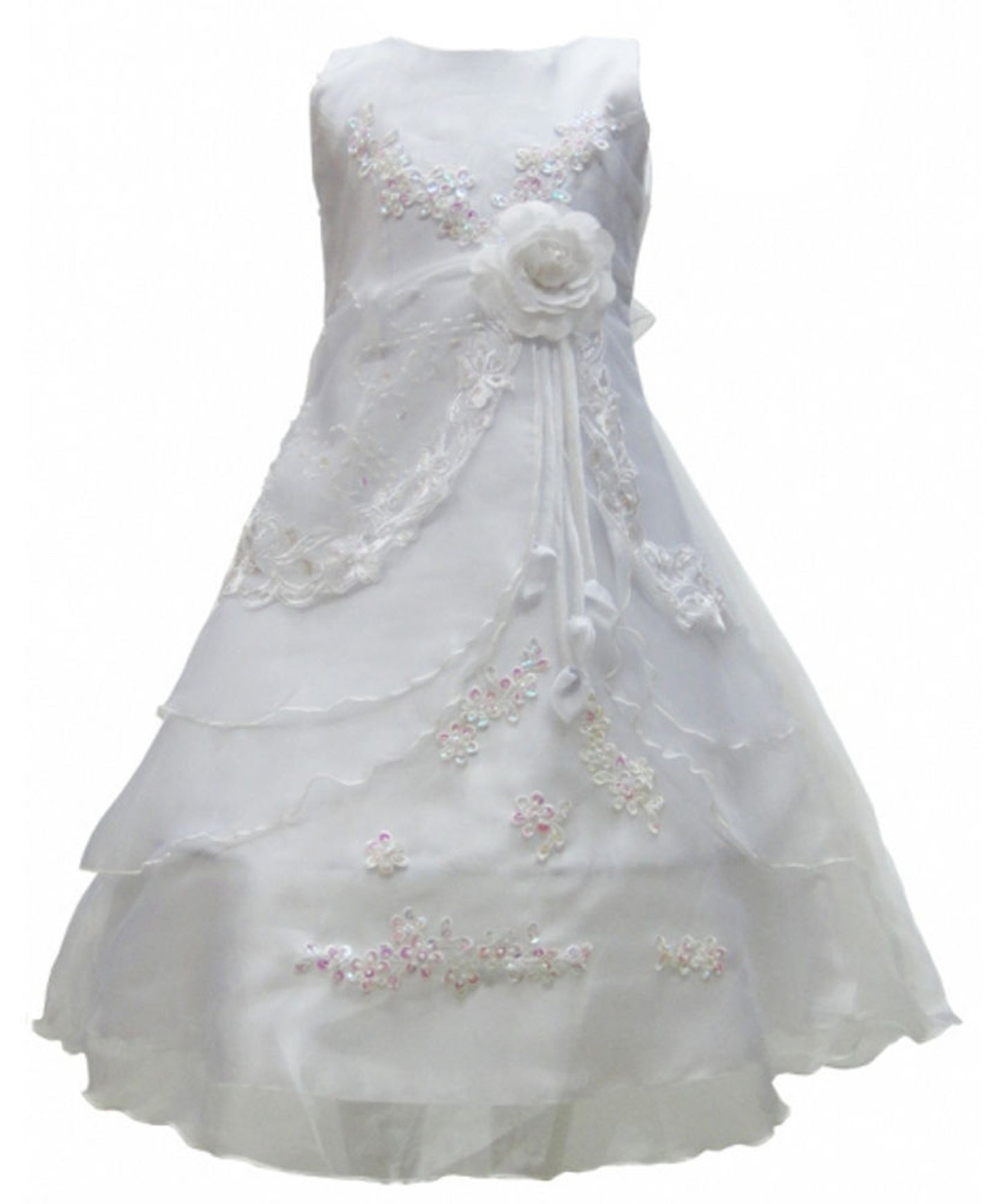 Girls Flower Wedding Dress - White
