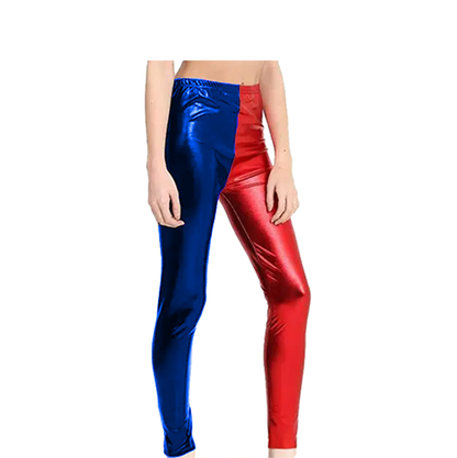 Girls Harley Quinn Vest Crop Top and Hot Pants / Leggings Set Red Blue 3-14 years