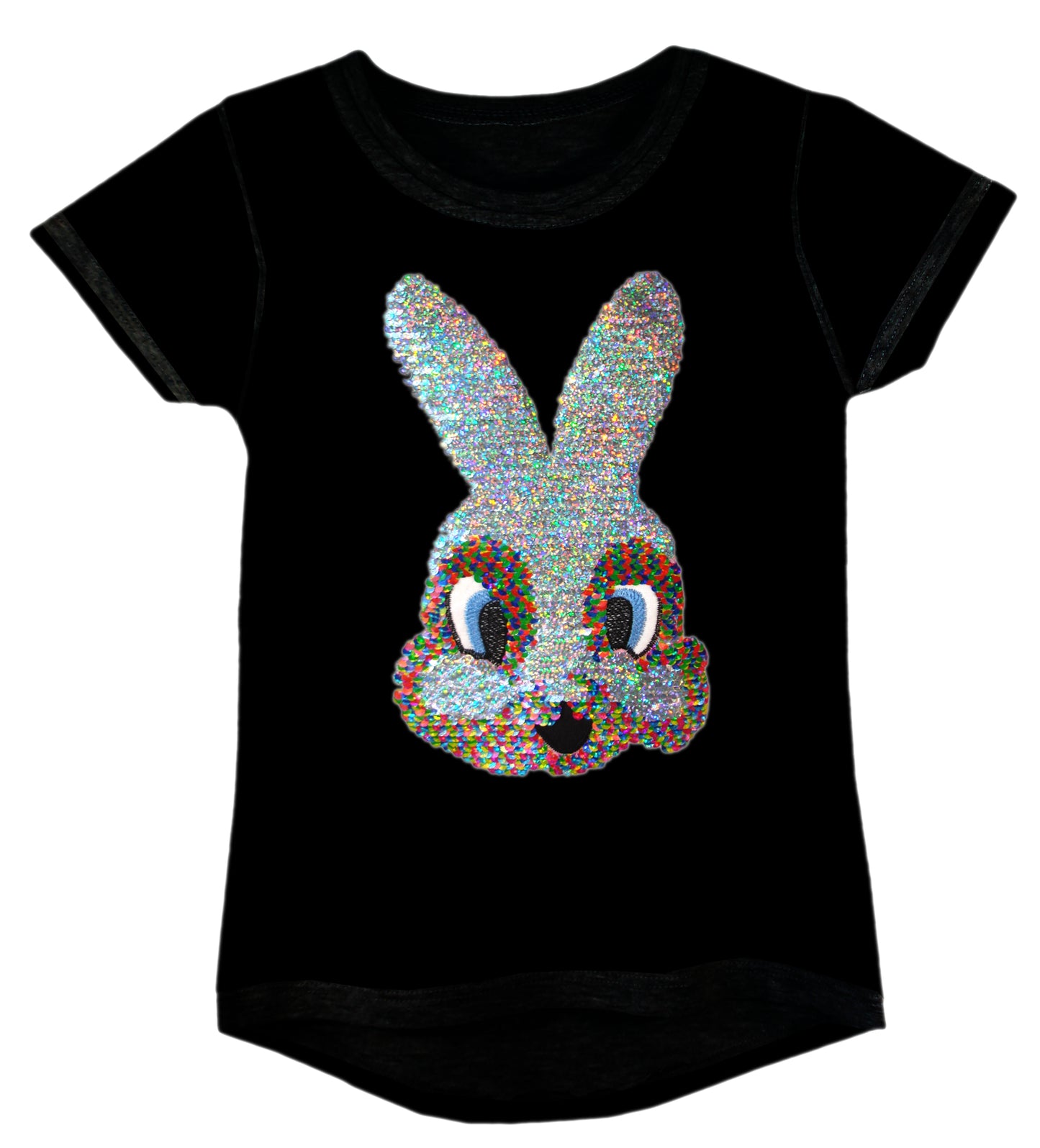 Girls Shiny Sequin Face T-Shirt