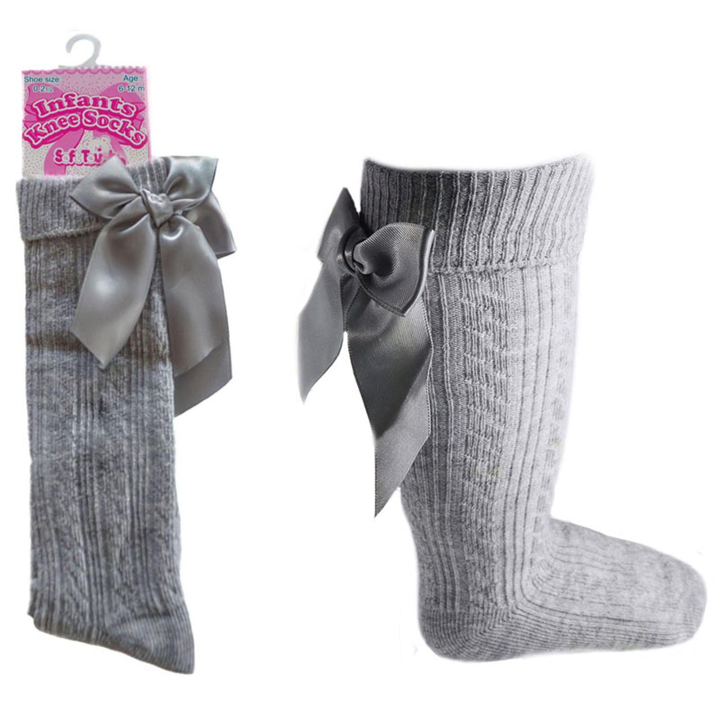 Girls Bow Ribbon Knee Socks
