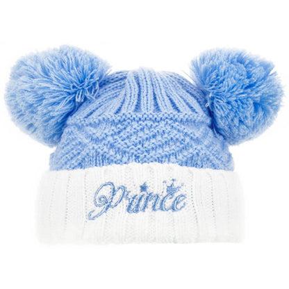 Baby Knitted Pom Pom Hat Boy Girl Winter Bobble Mummy Daddy Prince Princess 0-12