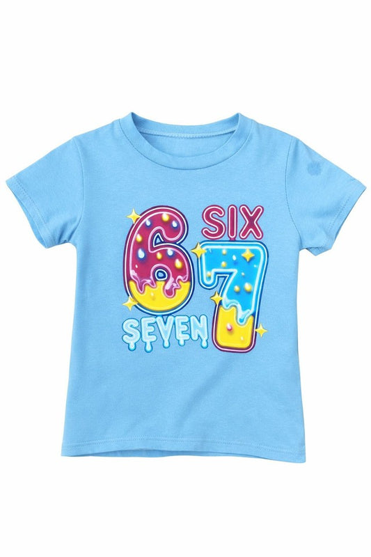 Girls Unisex Kids T-Shirt 3–14 Years Colourful 6 7 Six Seven Design Top Trend