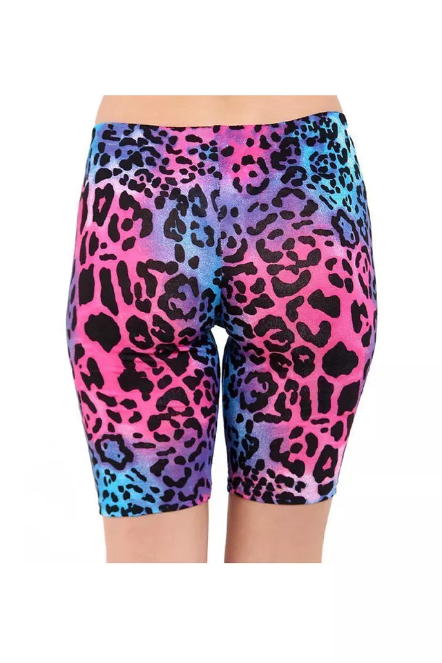 Girls Leopard Print Cycling Shorts Gymnastics Dance Pants