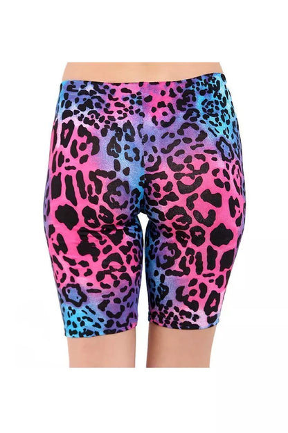 Girls Leopard Print Cycling Shorts Gymnastics Dance Pants