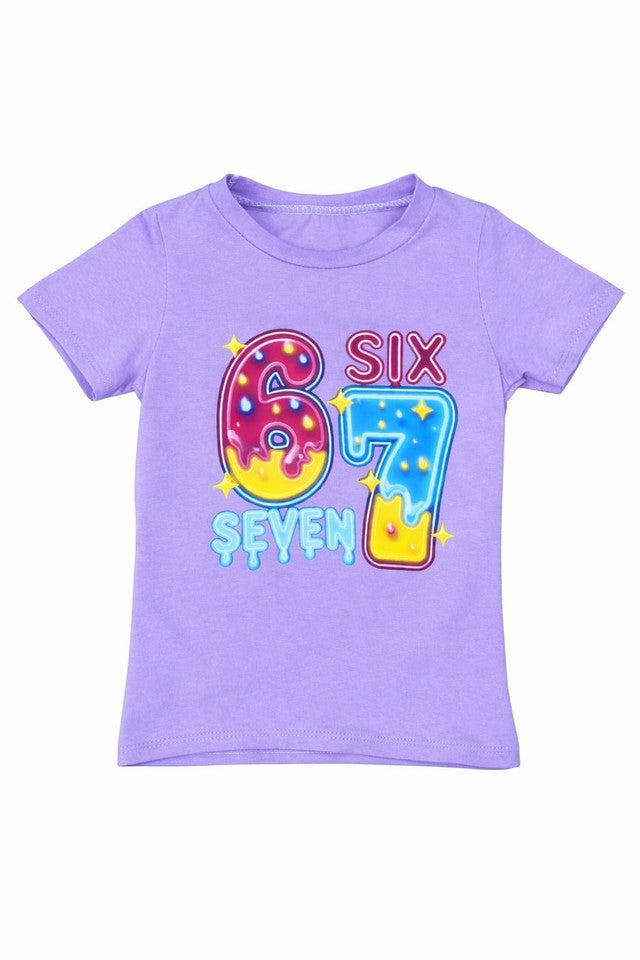 Girls Unisex Kids T-Shirt 3–14 Years Colourful 6 7 Six Seven Design Top Trend