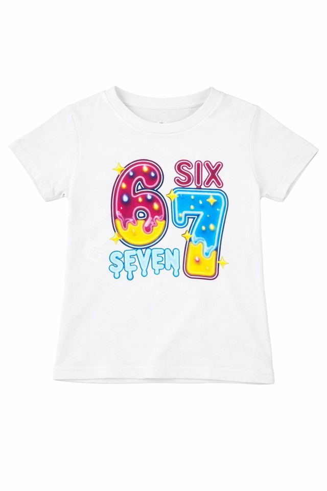 Girls Unisex Kids T-Shirt 3–14 Years Colourful 6 7 Six Seven Design Top Trend