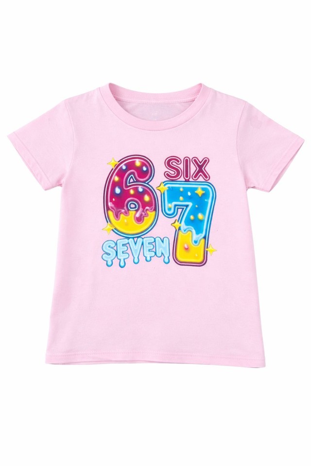 Girls Unisex Kids T-Shirt 3–14 Years Colourful 6 7 Six Seven Design Top Trend