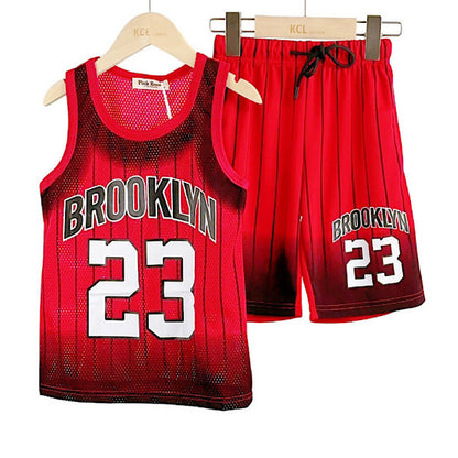 Kids Boys Basketball Vest & Shorts Set Training Casual Jersey Summer Top 2 Piece