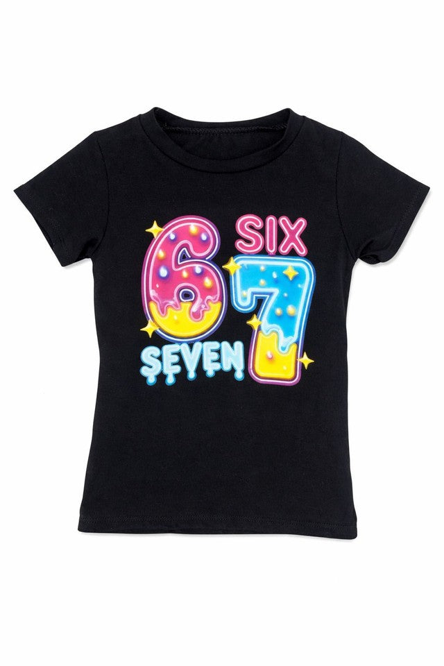 Girls Unisex Kids T-Shirt 3–14 Years Colourful 6 7 Six Seven Design Top Trend