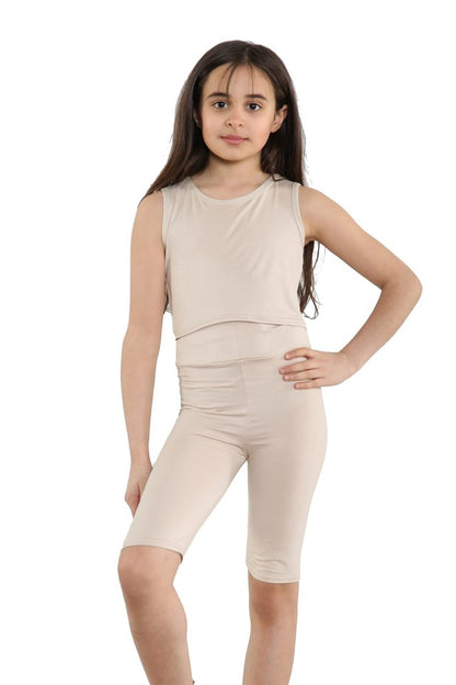 Girls Crop Top & Shorts Set Childrens 5 - 13 Years Summer Vest Top Cycle Shorts