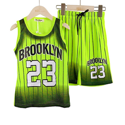 Kids Boys Basketball Vest & Shorts Set Training Casual Jersey Summer Top 2 Piece