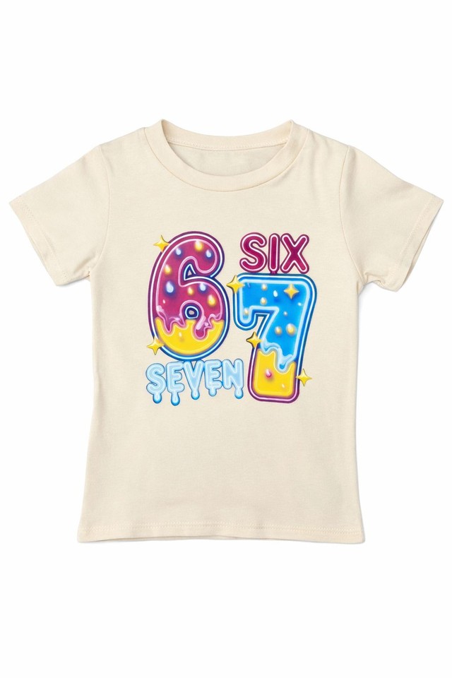 Girls Unisex Kids T-Shirt 3–14 Years Colourful 6 7 Six Seven Design Top Trend