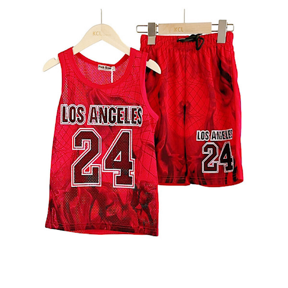 Kids Boys Basketball Vest & Shorts Set Training Casual Jersey Summer Top 2 Piece