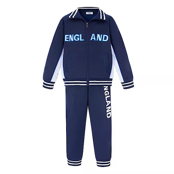 Boys Sports Tracksuit Outfit Kit Top Trousers England Football Soccer