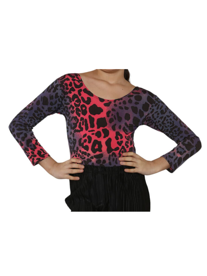 Girls Leotard Bodysuit Childrens Tie Dye Leopard Gymnastics Dance Ballet
