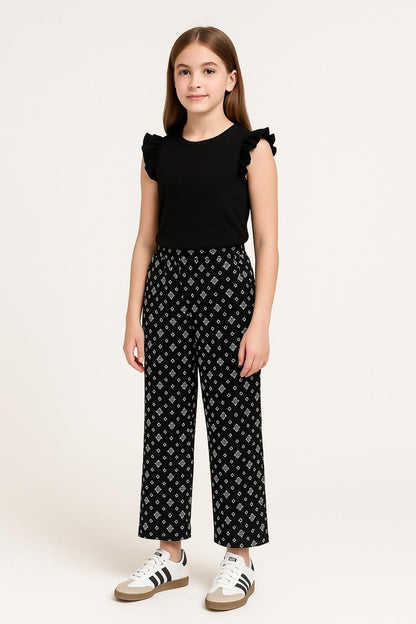 Girls Trousers Wide Leg Palazzo Pants Trousers Casual 3 Designs 5 - 13 Years