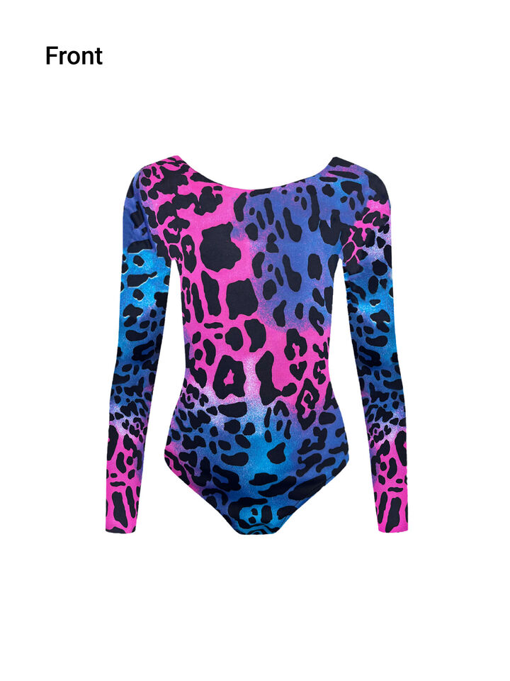 Girls Leotard Bodysuit Childrens Tie Dye Leopard Gymnastics Dance Ballet