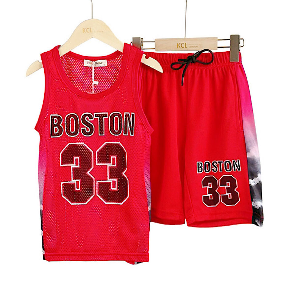 Kids Boys Basketball Vest & Shorts Set Training Casual Jersey Summer Top 2 Piece