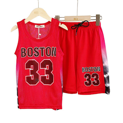 Kids Boys Basketball Vest & Shorts Set Training Casual Jersey Summer Top 2 Piece