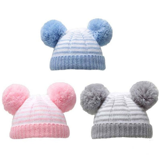 Baby Girl / Boy Cable Knit Bobble Beanie Hat Princess Prince Winter Cap