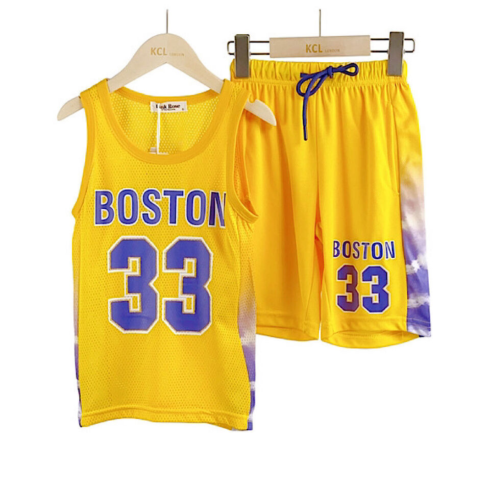Kids Boys Basketball Vest & Shorts Set Training Casual Jersey Summer Top 2 Piece