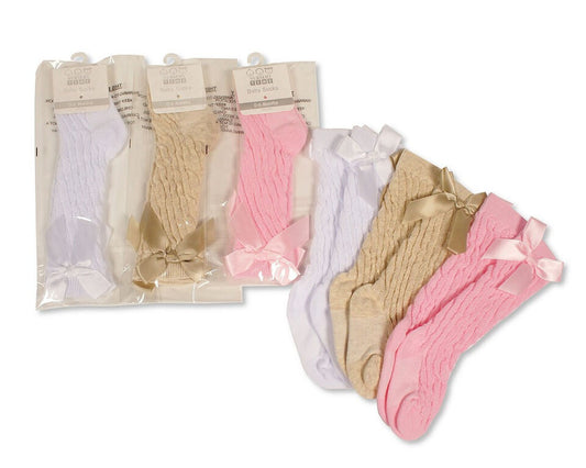 Baby Infant Socks Knee High With Bow 6 - 12 Months Babies Infant
