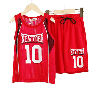 Kids Boys Basketball Vest & Shorts Set Training Casual Jersey Summer Top 2 Piece